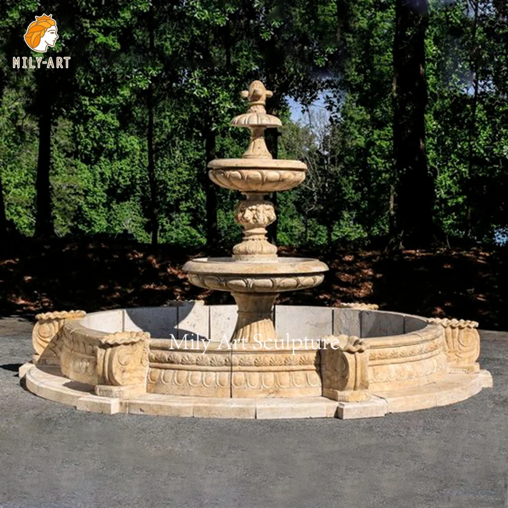 Wholesale Custom Natural Stone Simple Tier Marble Water Fountain For Backyard