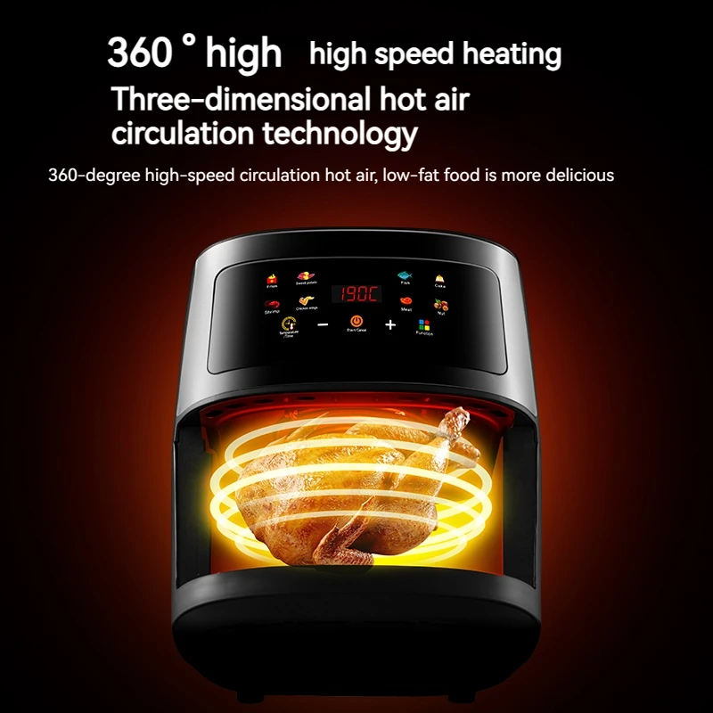 2024 Air Fryers Grill Oven Pizza Stainless steel 5L 6L 8L Air Fryer Ovens In China Kitchen Cooker Air Fryer