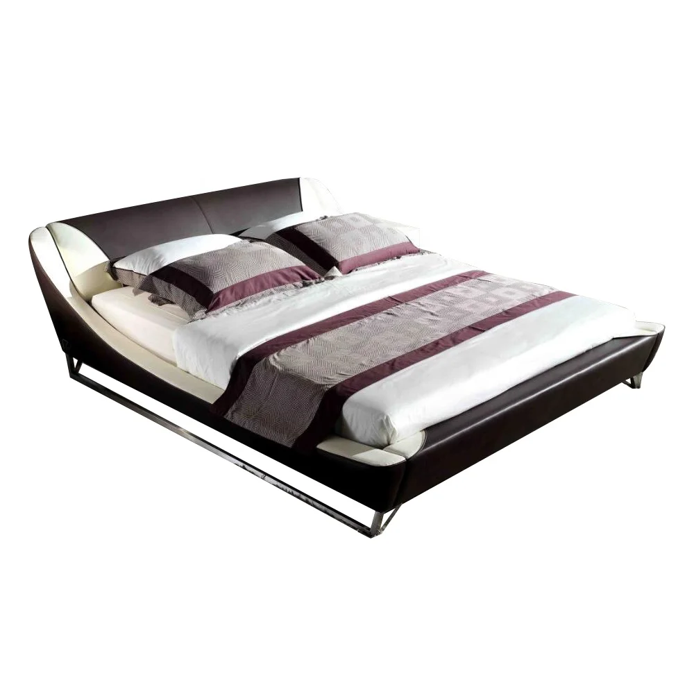 
2020 Latest Modern Bed Room Furnitures King Size Bed Metal Bed Frames With Faux Leather 