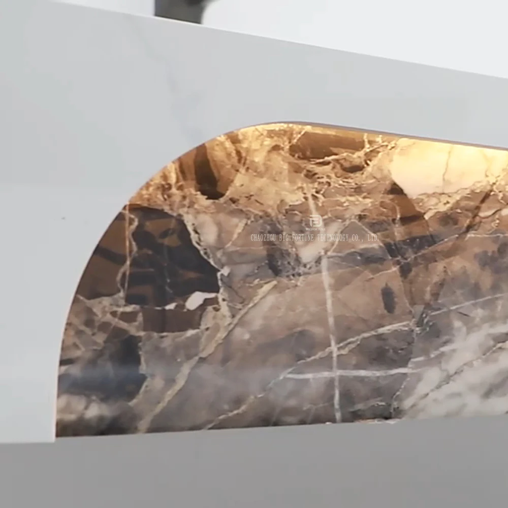 Factory sintered stone wash basin cabinet wall mounted marble top double sink bathroom vanity with mirror