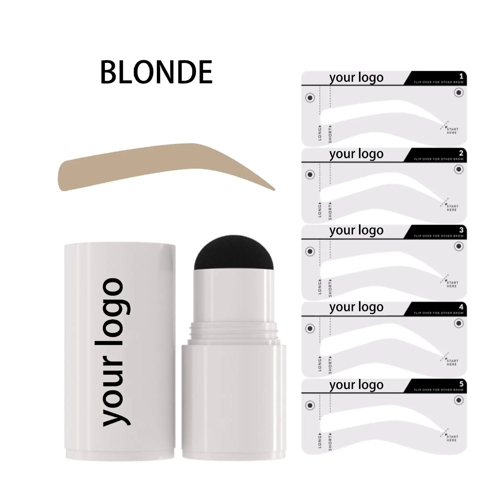 Wholesale OEM Brow Powder Stamp Stencil Kit Seamless Hold Professional Sweat Proof One Step Powder Eyebrow Set