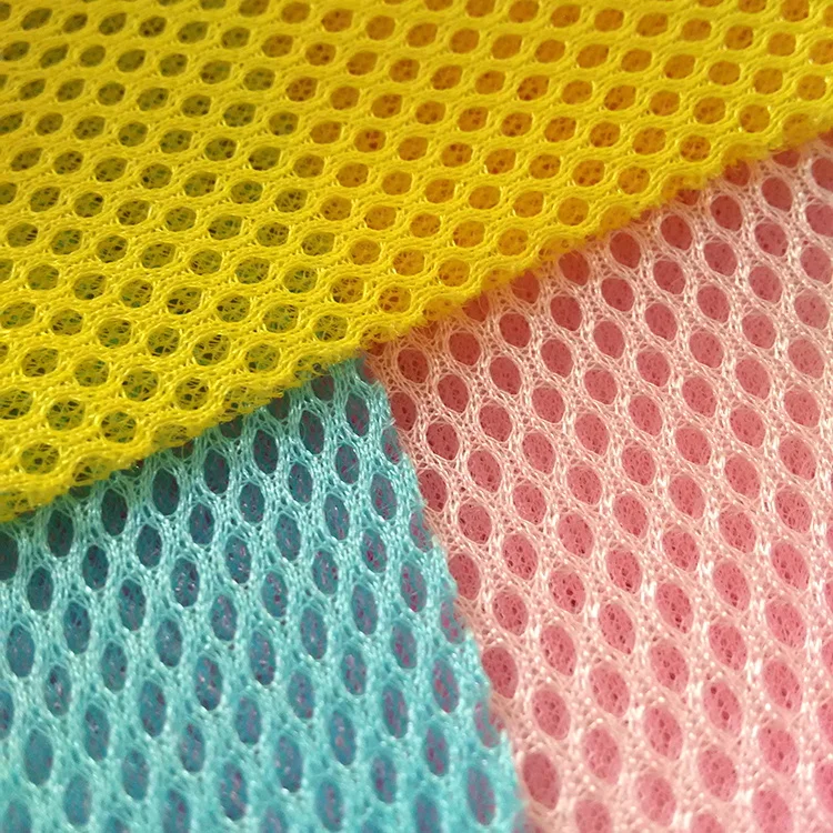 High Elastic Big Hole Air Space Mesh Shoes Fabric Spandex Sports Coloured Nylon 3d Mesh Fabric For Casual Shoes Upper