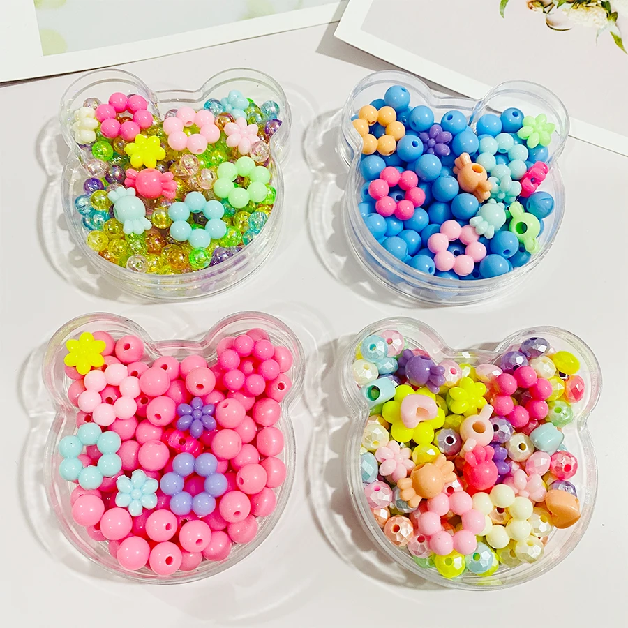 New color acrylic bead plastic beads Kits children jewelry making educational DIY toys wholesale