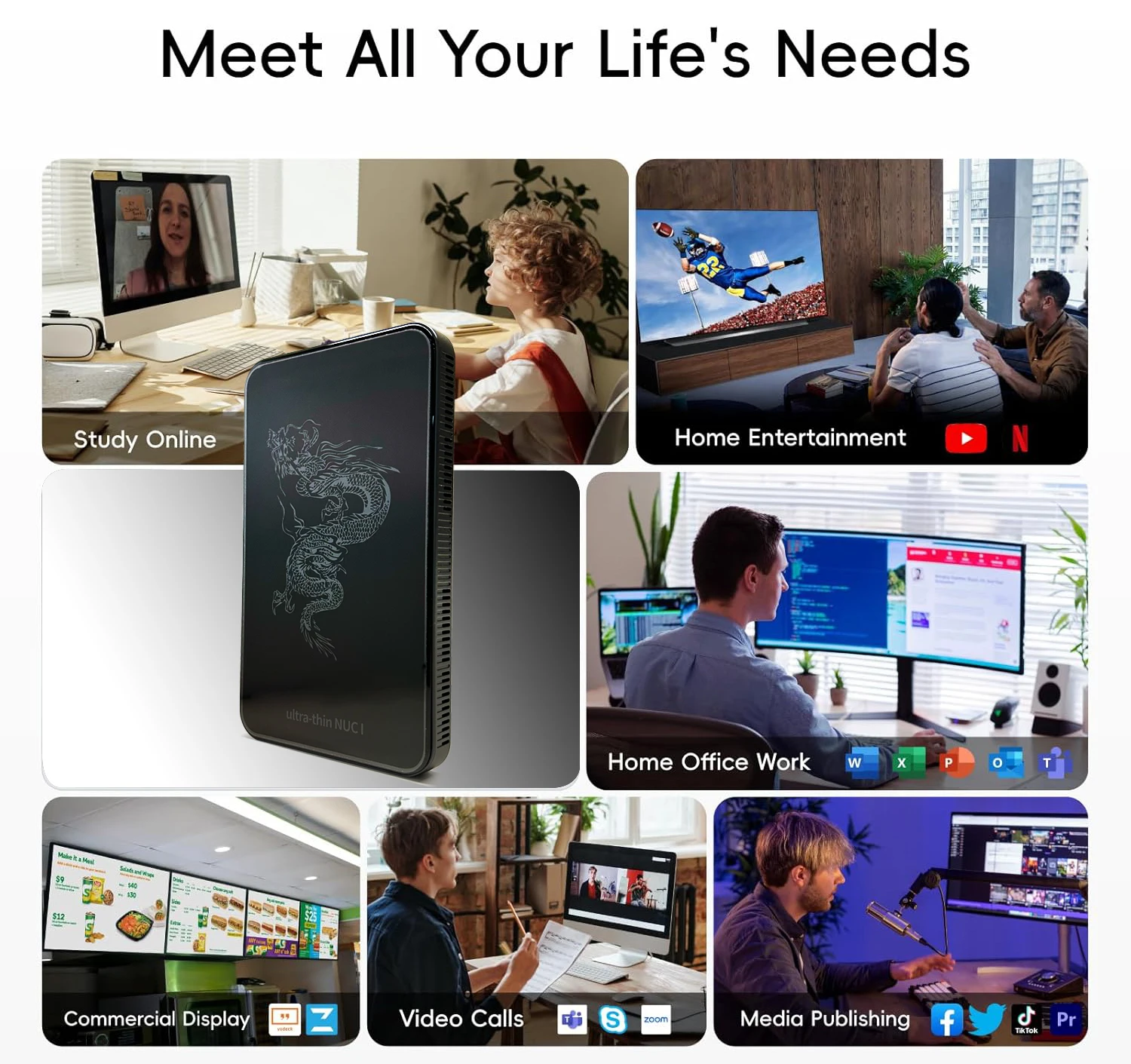 Ultra Thin Adhesive Pocket Computer Alder Lake N100 CPU Mini Computer Supports 2.4G and 5.0G WiFi Gigabit Ethernet Black