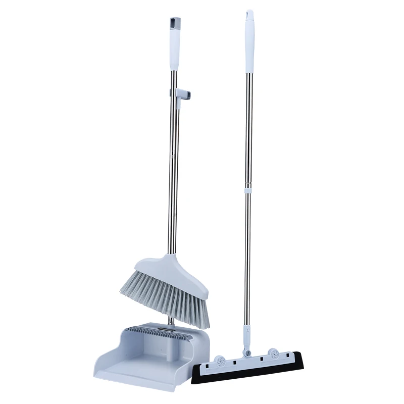 Broom dustpan set with water wiper