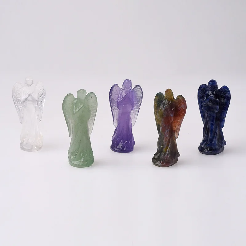 Hot sale natural stone crafts crystal carved gemstone angel statue crystal angel for gifts