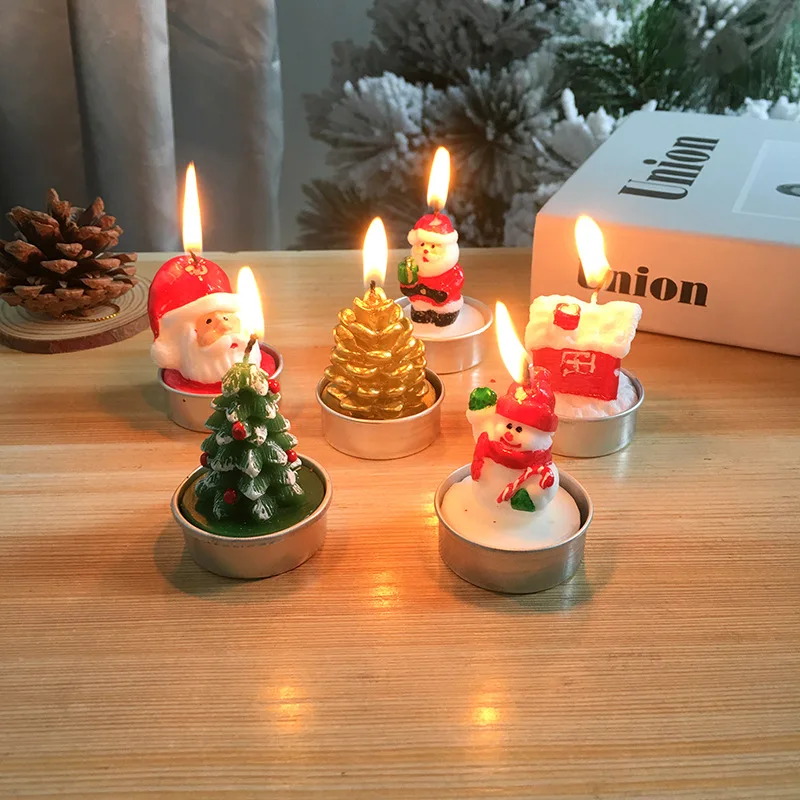 Wholesale Paraffin Wax Smokeless Santa Claus Christmas Tree Bougies Gift Candles For Christmas Decoration