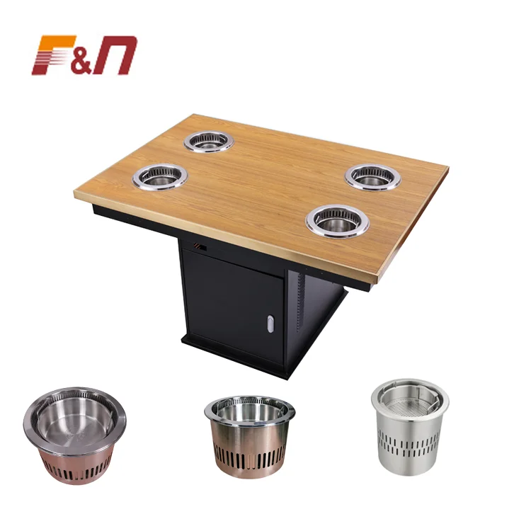 Restaurant Commercial Mini Hot Pot Table Dining Solid Wood Hotpot Table