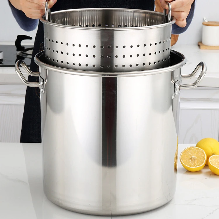 Hot Selling Buffer Food Warmer Commercial Large Kitchen Spaghetti Strainer Cooking Stainless Steel Soup Stock Pasta Pot