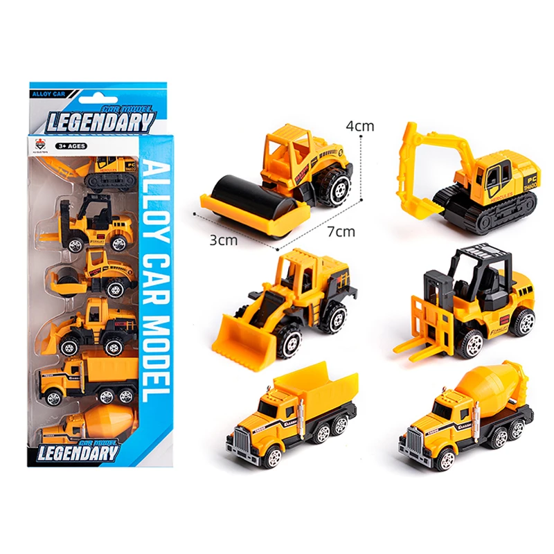 6PCS Simulation Alloy Dicast Car Display Case Mini Metal Diecast Small Model Children Kids Toys Custom Car Vehicles