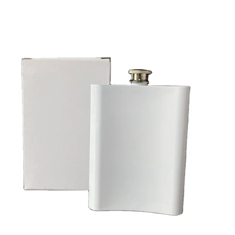 304 stainless steel alcohol 8oz metal engraving gift small white whiskey cup sublimation hip flask
