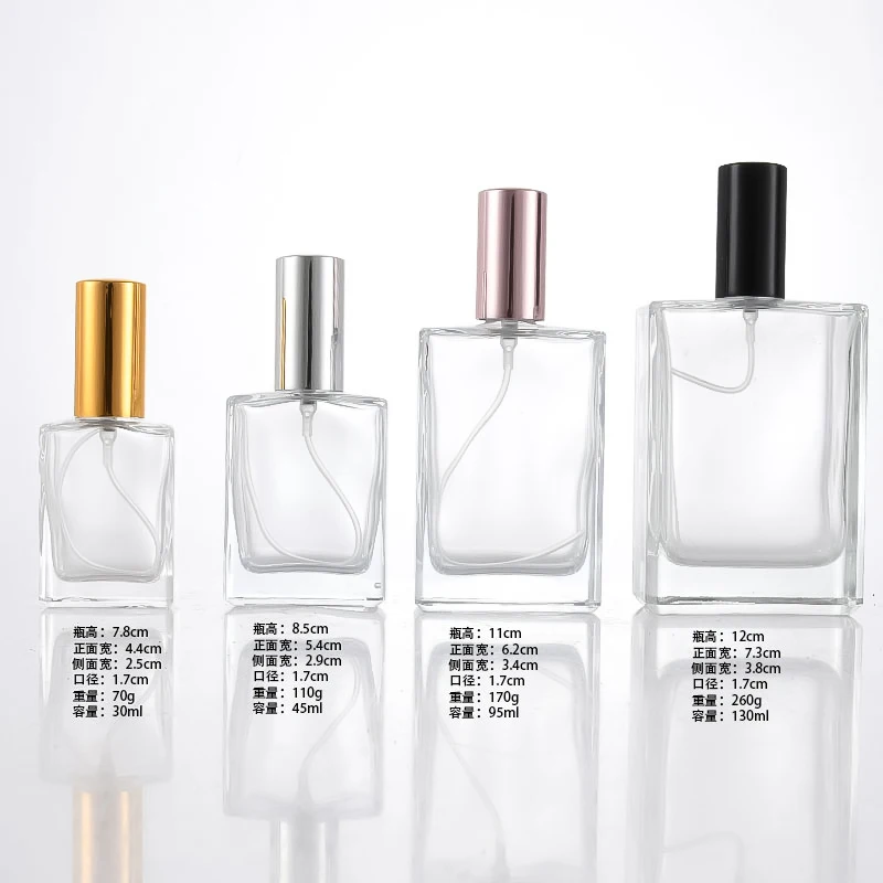 Low Mini Order Flat Square Shape Luxury Perfume Atomizer Perfume Glass Bottle