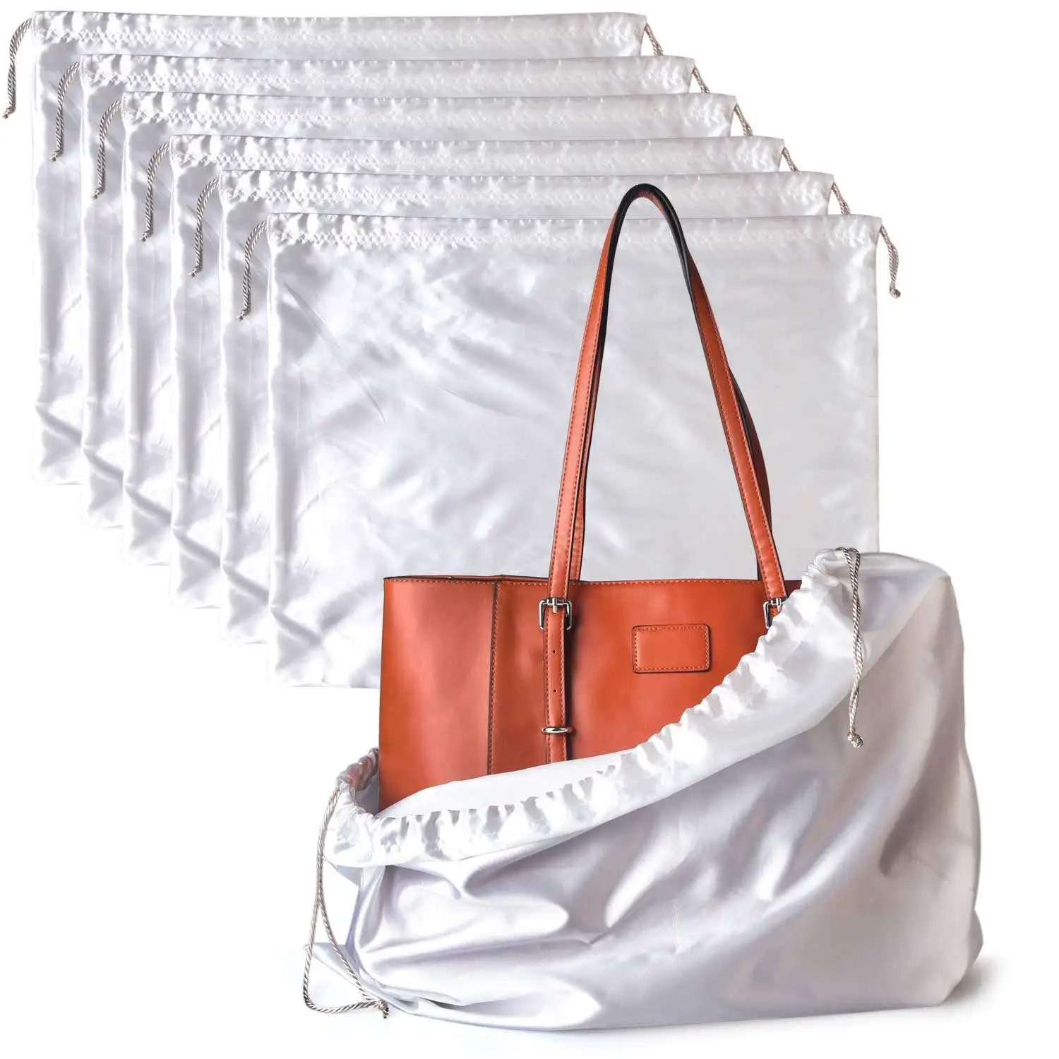 Luxury Purse Shoes Covers Custom Logo Dustproof Storage Large Silk Pouch Satin Drawstring Dust Bag For Handbags