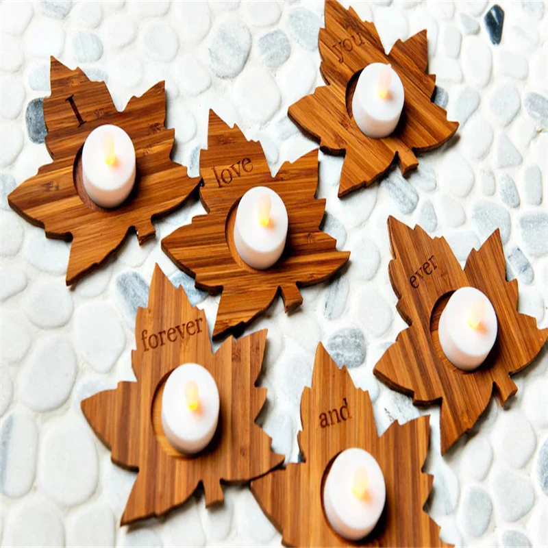 Factory Wholesale  Crafts Holder Handmade Engraved Candle Personalized Home Decoration Bamboo Wooden Tray