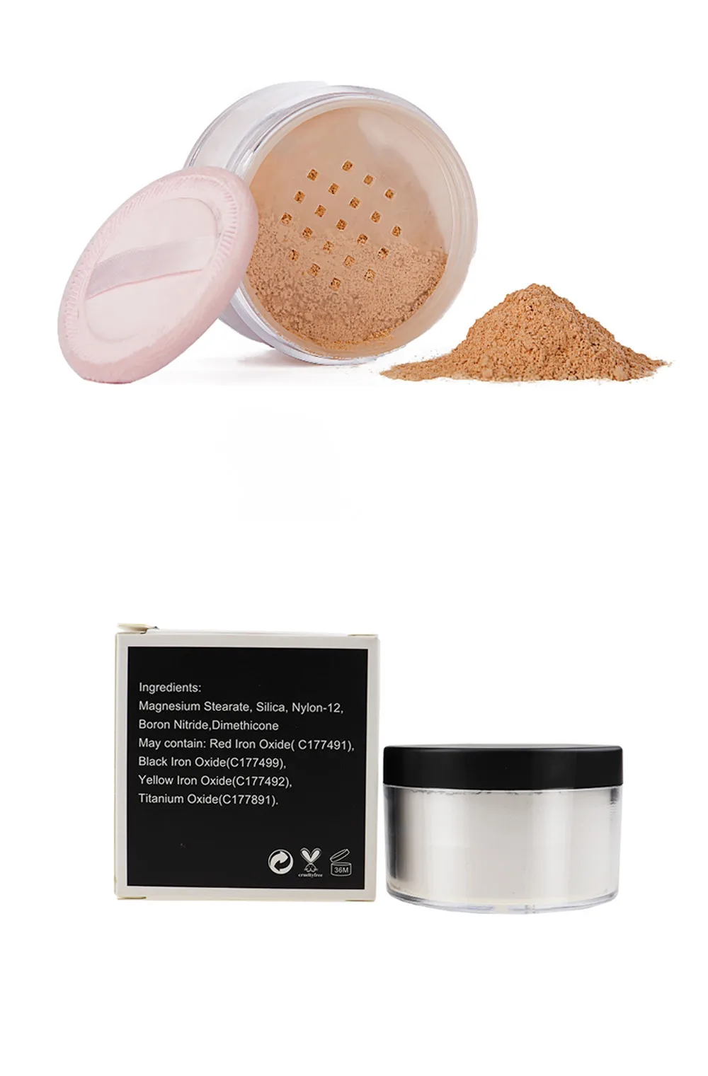 Private Label 7-Color Mineral Waterproof Makeup Setting Powder Smooth Silky Loose Powder Foundation with Concealer Feature