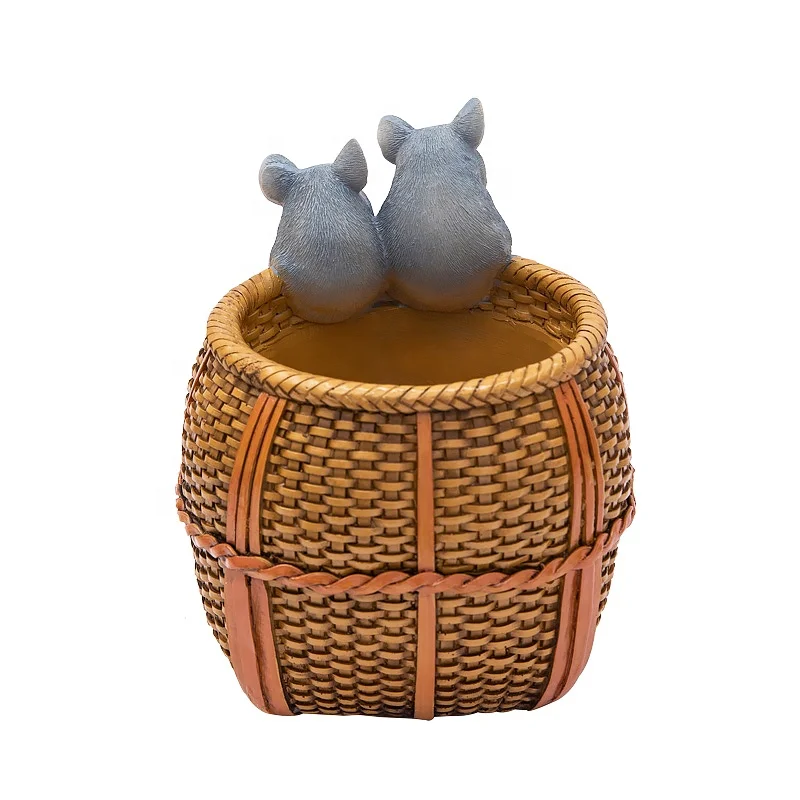 handmade crafts chinese style mouse statues office accessories pencil holder