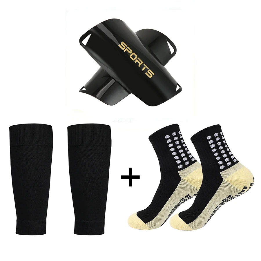 A Set Hight Elasticity Soccer Shin Guard Football Grip socks and  Soccer Sleeves Football Compression Leg Sleeves