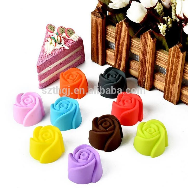 
wholesale customized hot selling rose flower shape silicone cupcakes with high quality 