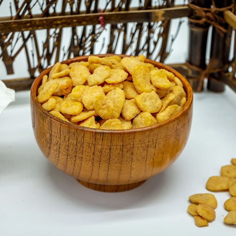Oem flavors fried fava beans nut slices snacks crispy broad bean chips