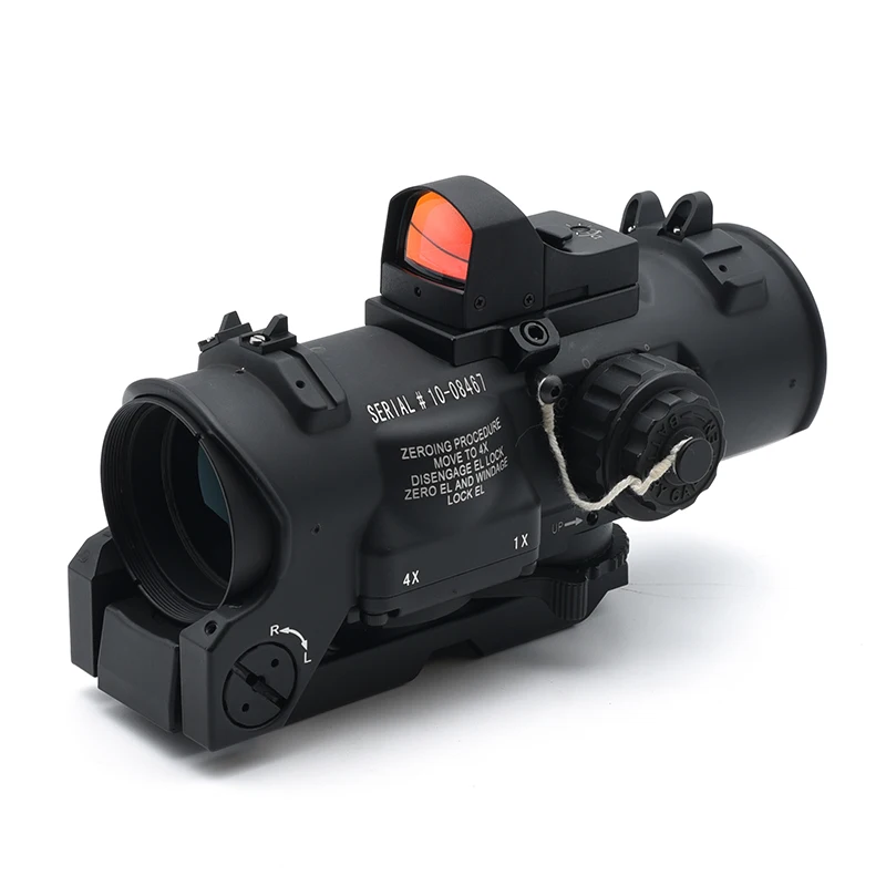 OPP TACTICAL Hunting DR 1-4X Scope Fixed Dual Purpose Scope Tactical Optics 1-4x Magnifier with Mini Red Dot Sight