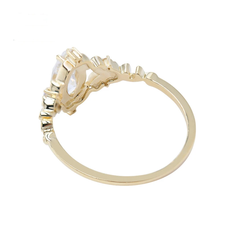 Firstmadam 10 Karat Gold Marquise Cut Moisantie Diamond Ring For Engagement Promise Ring