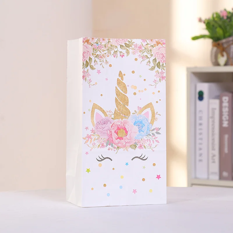Custom Reusable Folding Shopping Unicorn Paper Gift Bag Unicorn Party Wrapping Bag for Birthday Party Decoration Supplies