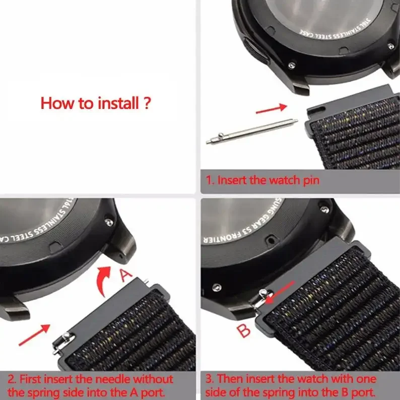 CAOWTAN 1Pair 22mm for 22mm Connector for samsung galaxy watch 46 gear s3 band strap 20mm for 22mm for huawei Quick Release Pins