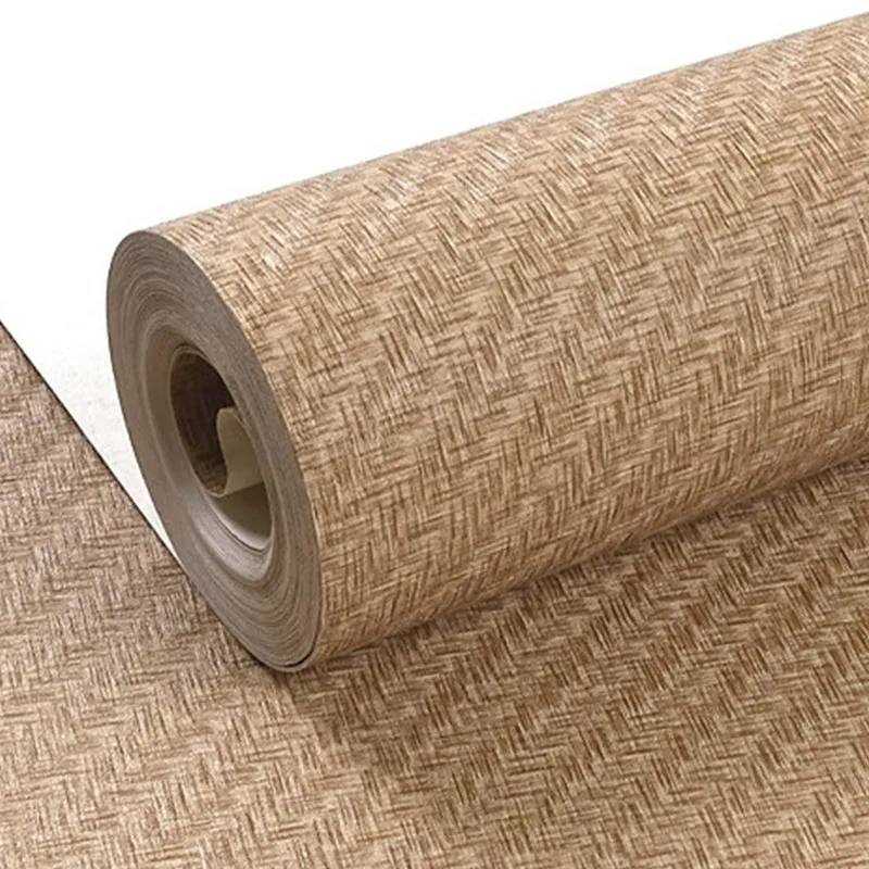 Durable Chinese Style PVC Vinyl Solid Color Waterproof Faux Linen Textured Wallpaper Removable Decoration