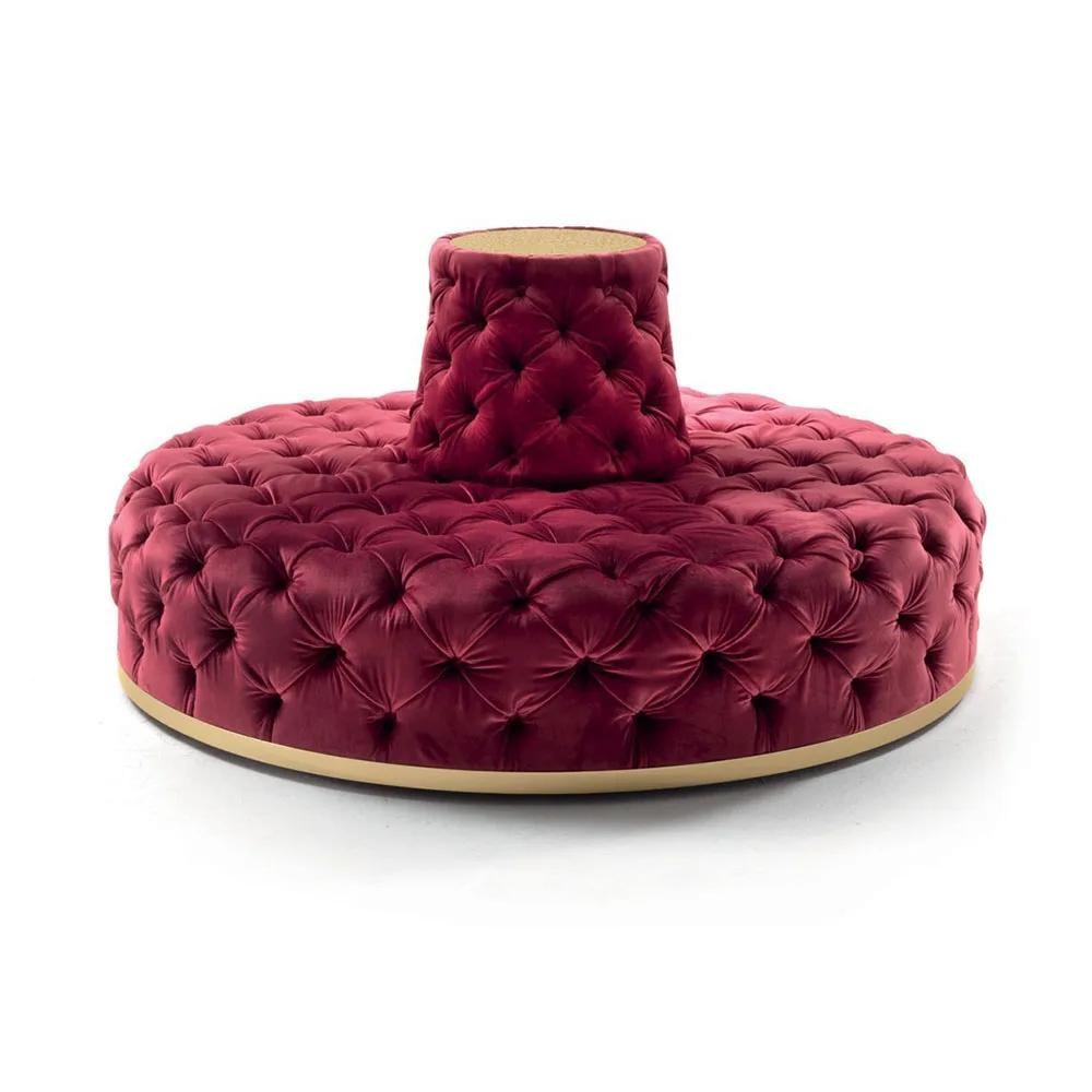 MIUR New model product hotel circular modern lobby red tufted round sofa design red velvet sectional button-tufted sofa