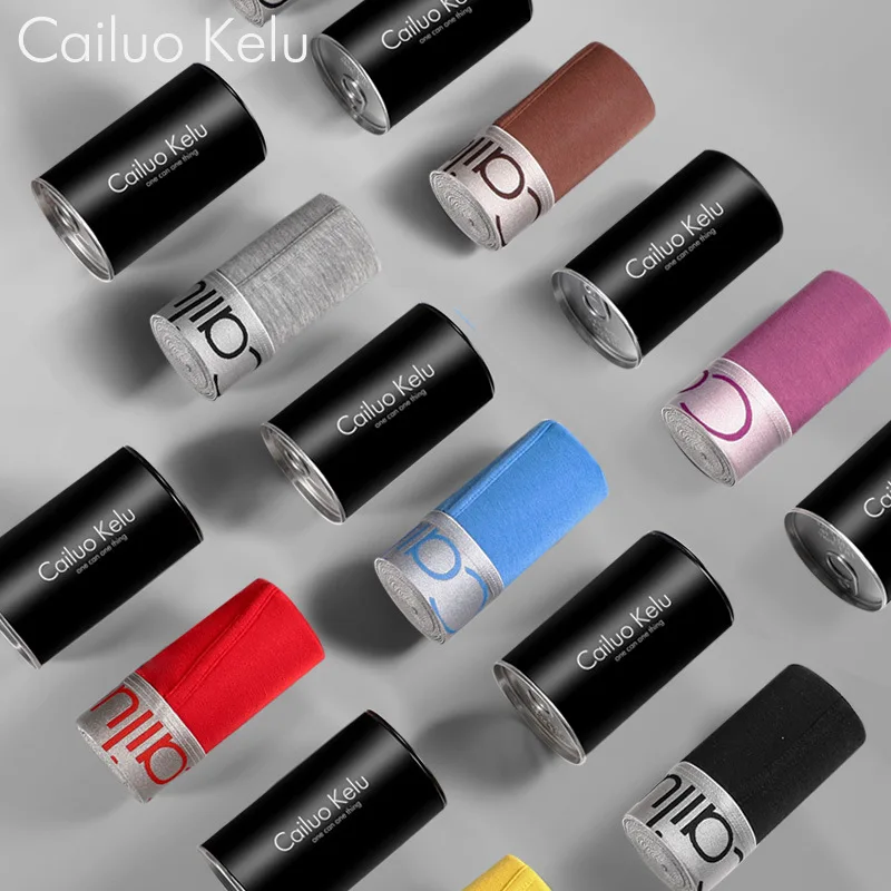 Wholesale OEM Canned Underwear 4 Packs Special Regenerated Nylon Fiber Mid-Rise Men  Boxer Briefs