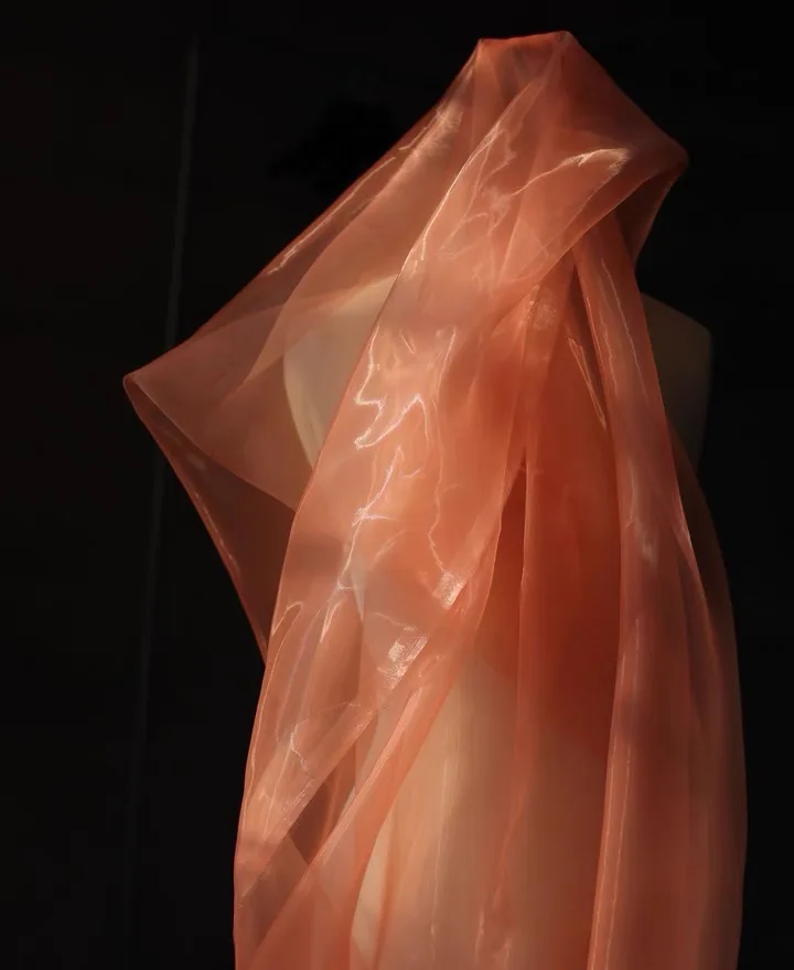 Liquid Organza fabric Mirror Organza Exquisite Luxury crystal shinny organza fabric for wedding dress