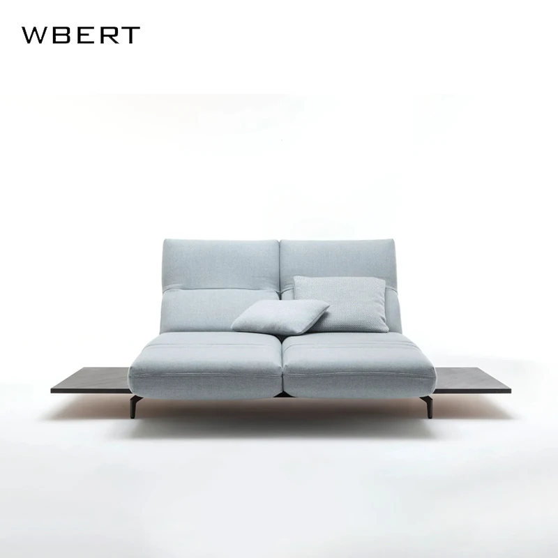 WBERT Italian Minimal Leather Sofa Set Cream Small Family for Living Room or Apartment for Hotels Foshan Furniture