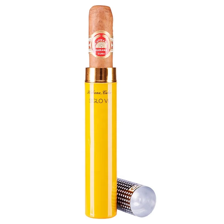 
custom logo printed aluminum cigar tube with screw cap metal packaging 