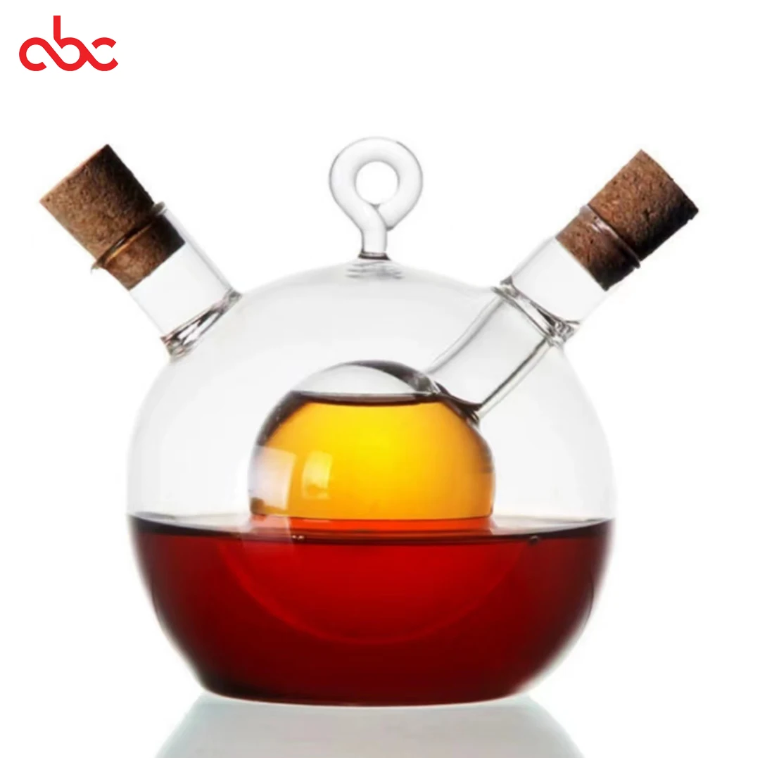 Стеклянная бутылка масла 2 в 1 стеклянный дозатор оливкового и уксуса масло