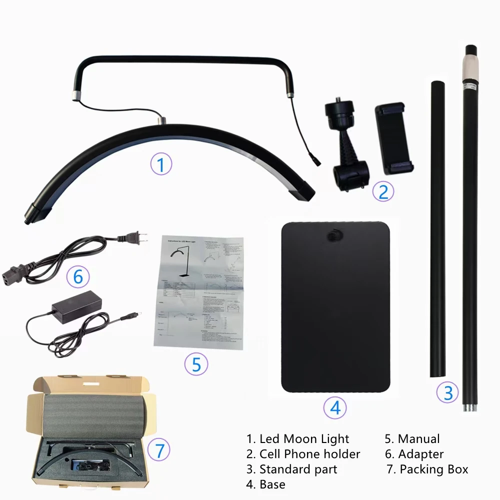 New Product Dimmable 28Inch LED Lash Fill Light Half Moon LED Beauty Light with Tripod Stand Carry Bag for Makeup