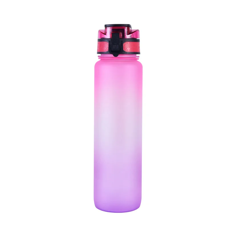 1 Liter Plastic Carton Tritan  Gradient Color Motivational Plastic Water Bottle With Fruit Infuser