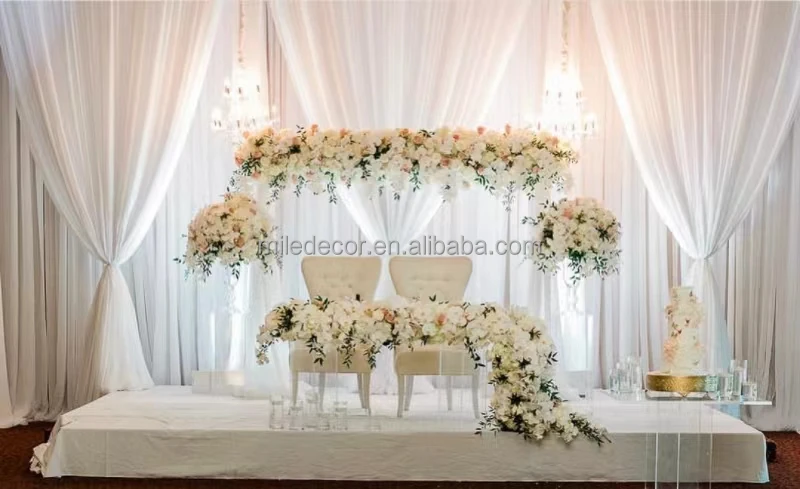 10 ft x 10 ft Sheer Tulle Backdrop Drapes White Backdrop Curtain Sheer Fabric Used For Swagging Arch