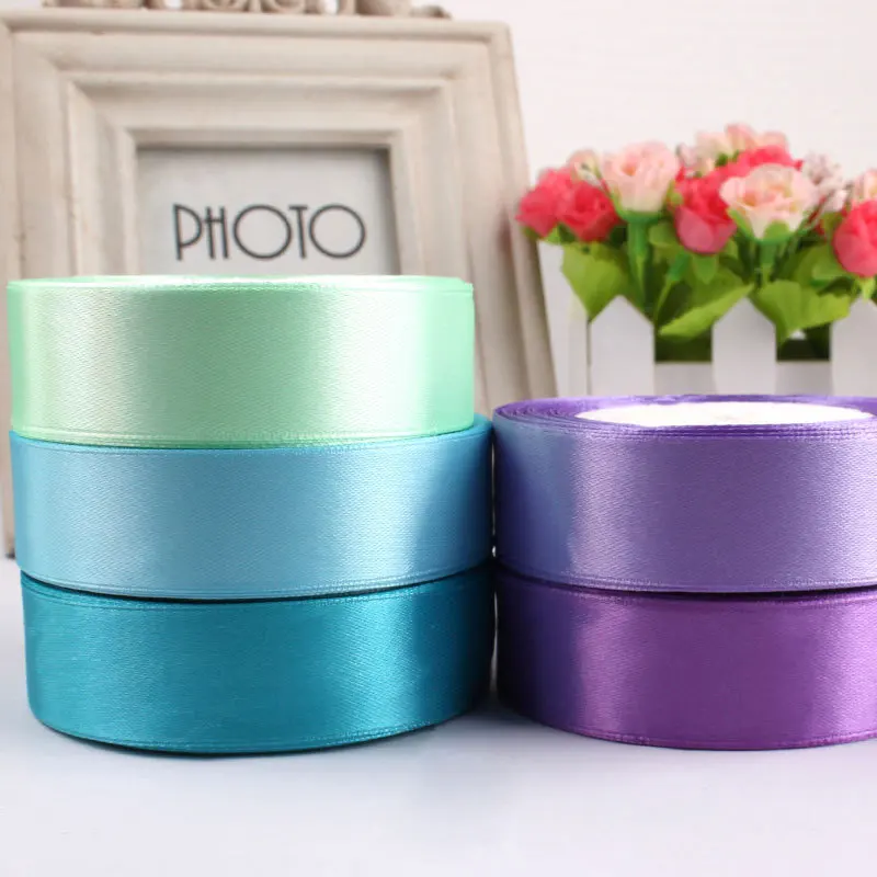 Wholesale cheap 2.5cm/1inch solid gold satin ribbon wedding birthday party decoration gift wrapping ribbon for small business
