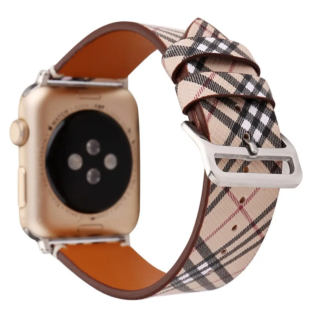 Classic deluxe plaid High Quality  design leather  for apple watch bands for  iwatch5 44 42 40 38 mm