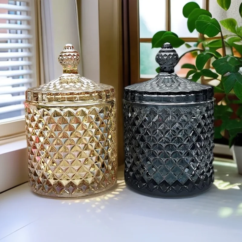 Home Interior Decoration Scented Candles Vessel With Glass Dome Lid