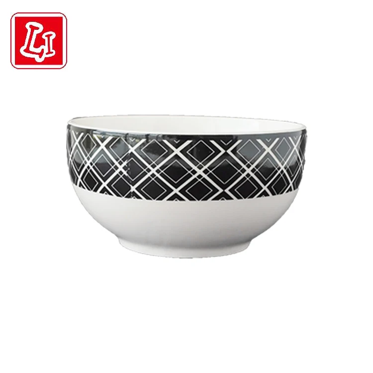 Geometric pattern black and white rice bowl Japanese style daily household