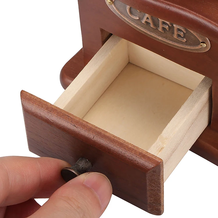 Wooden Hand Coffee Vintage Maker Coffee Bean Grinder Adjustable Mill Old Coffee Grinder