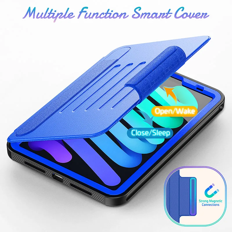 Чехол-книжка из искусственной кожи для планшета iPad mini 7 8 3 дюймов с 2024 подставкой и отделением карт