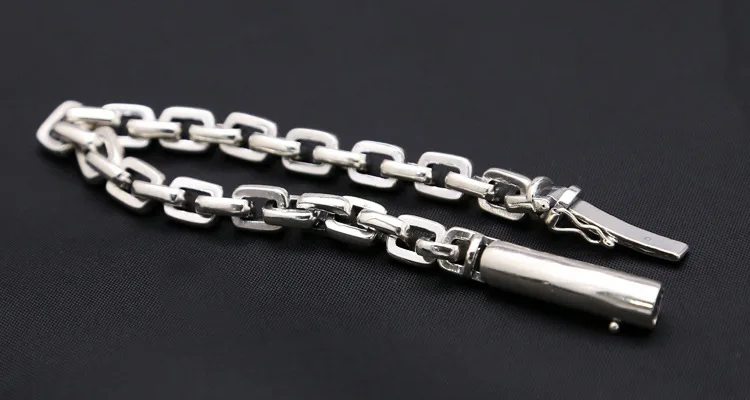 Korean Sterling Silver 925 Handmade Jewelry Personality Retro Antique Finish Cross Chain Bracelet