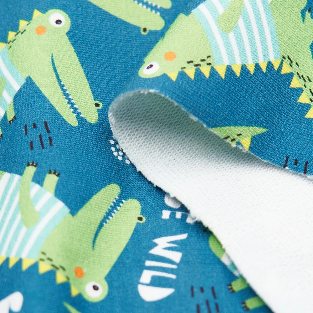 High quality cotton lycra crocodile cartoon designs printed fabric wholesale
