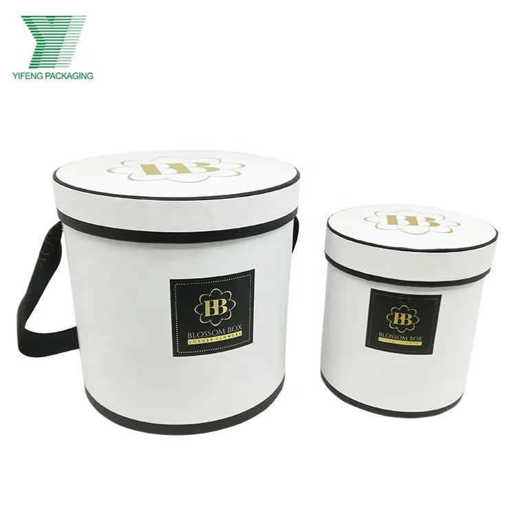 Hat Round Packaging Hard Paper Round Flower Gift Paper Boxes Flower Boxes With Ribbon Handle