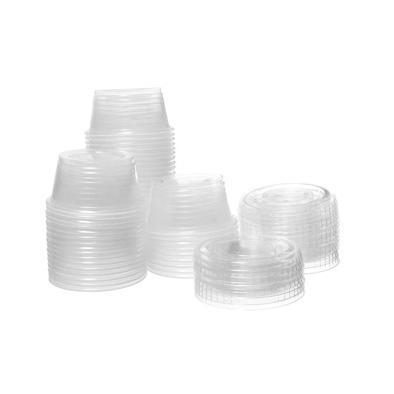 2 oz BPA Free Plastic Portion Cup with Clear Lids Disposable Jello Shots Sauce Condiment Souffle Dressing Mini Containers