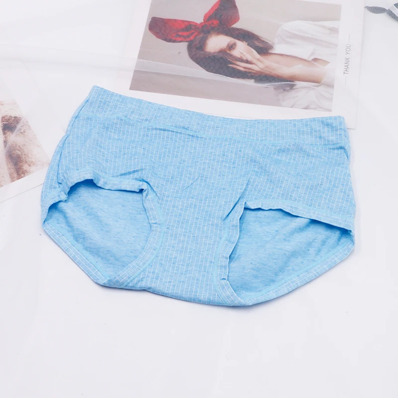 Womens Cotton Underwear High Waist Stripe Underwear  Soft Comfortable Briefs Panty