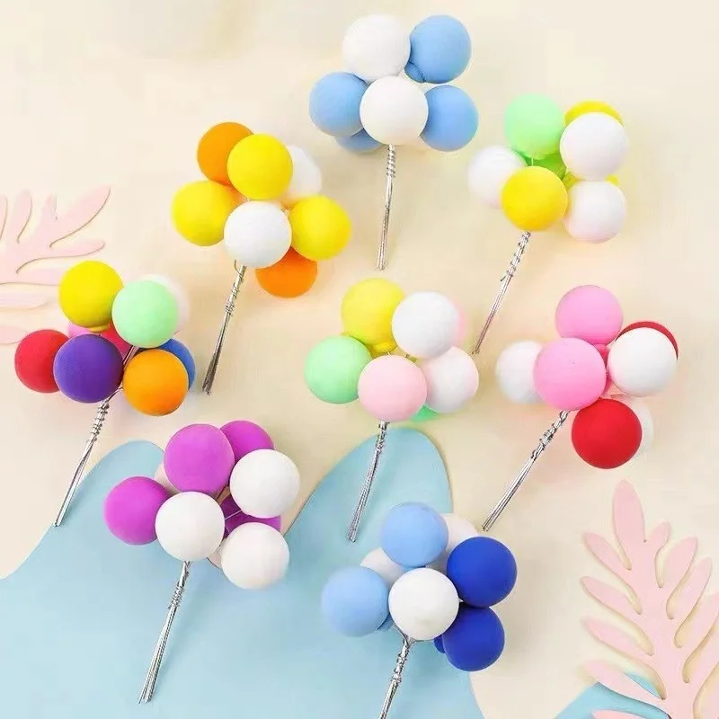 Mini Balloon Cake Toppers Colorful Cake Topper Round Clay Balls Cupcake Toppers for Kids Birthday Baby Shower