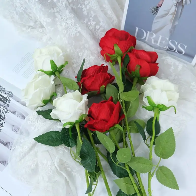 Everongflower Wholesale velvet Rose Artificial Flowers Decorative Flower For Home party Wedding Decorate